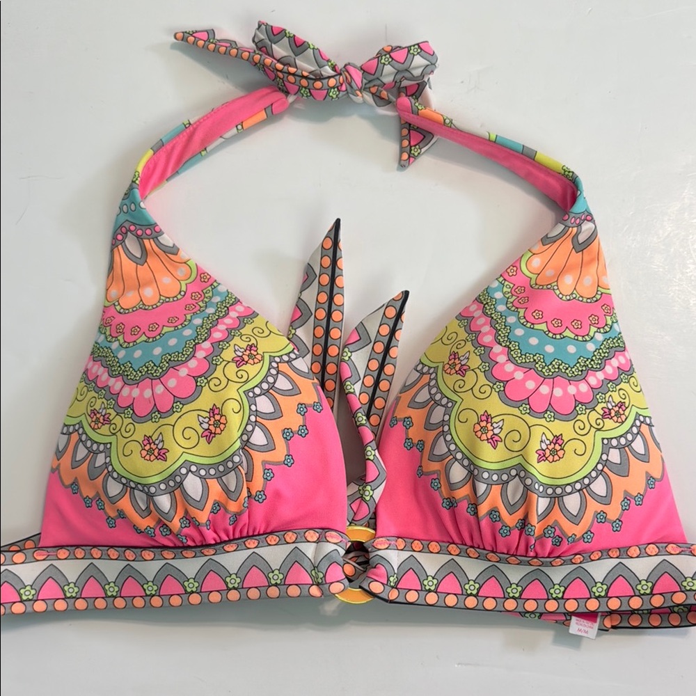 Victoria’s Secret Colorful Floral Padded Halter Swim Bikini Top M